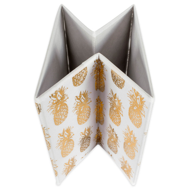 Ensemble de cubes en tissu, H 11 po x l 11 po x P 11 po, Blanc et or
