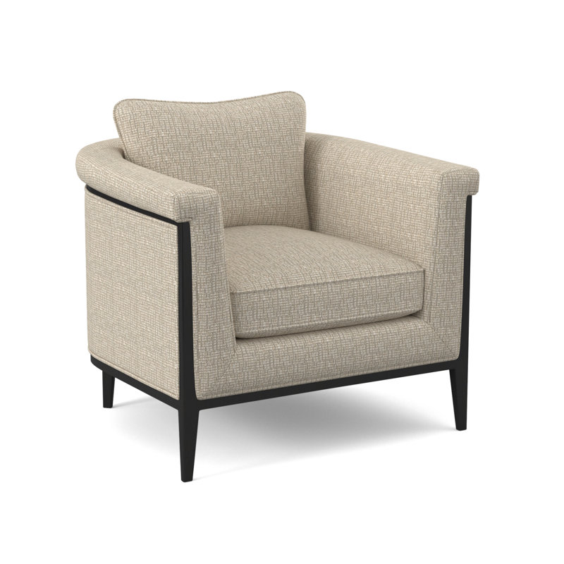 Chalice Upholstered Barrel Chair, Stepping Stones Ivory, Espresso