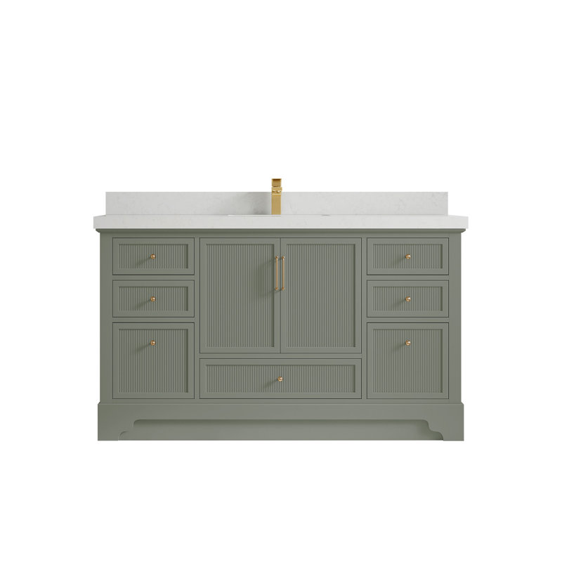 Meuble-lavabo simple avec plateau Alys 60, Quartz de Carrare