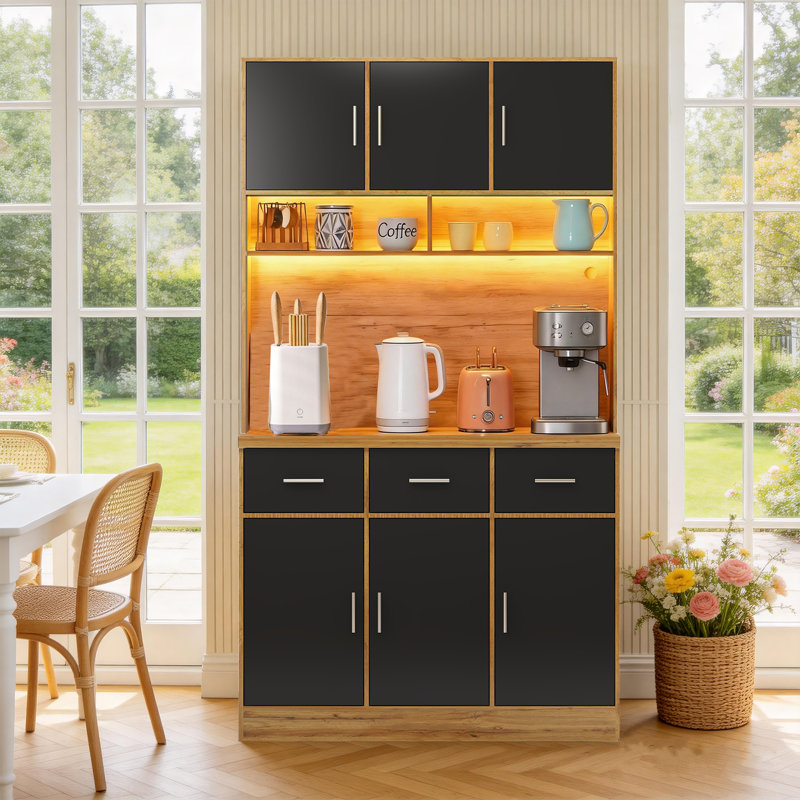180.5cm Kitchen Pantry, Black Front