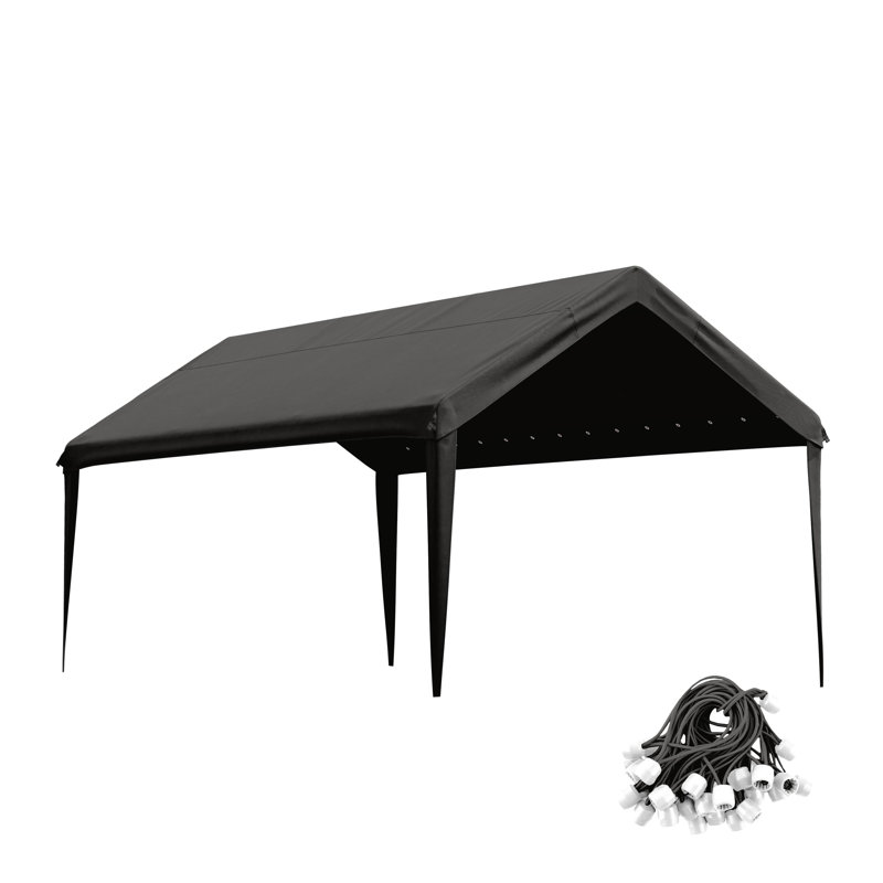 10 X 20 Ft Canopy Replacement Cover, Carport Roof Cover Only (Frame Is Not Included), Black