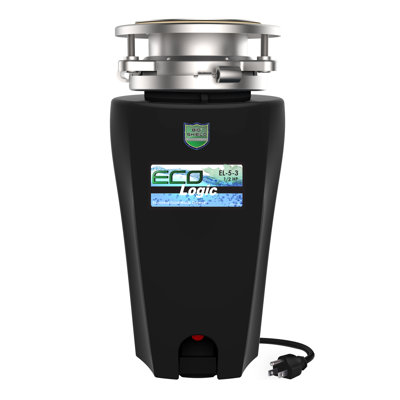 Eco Logic Compact 1/2 HP Quiet Garbage Disposal with Power Cord and Odor Shield, Continuous Feed Food Waste Disposer