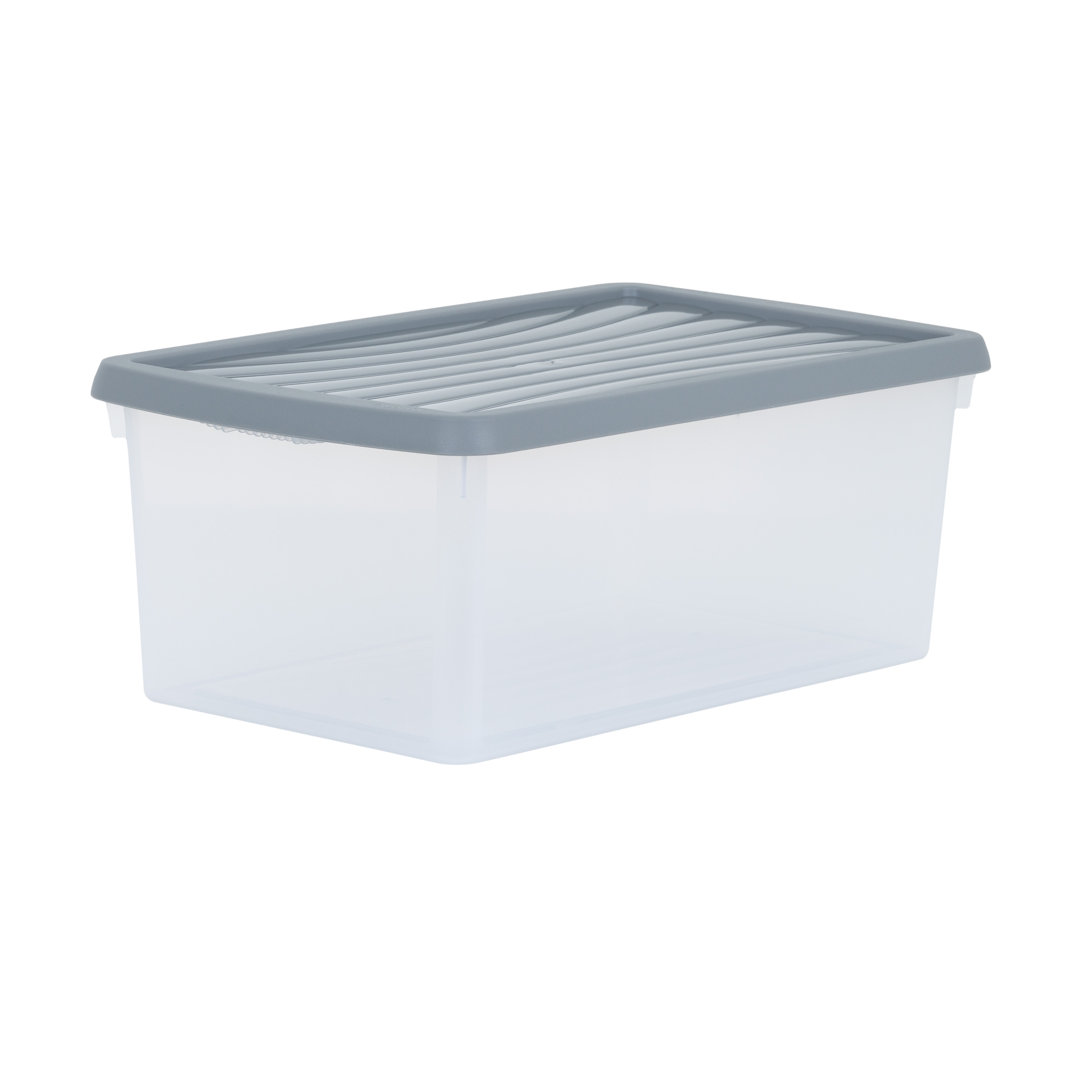 Wham 9L Box & Lid Pack of 3 Clear/Steel