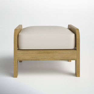 Sage Outdoor Teak Ottoman with Cushion
