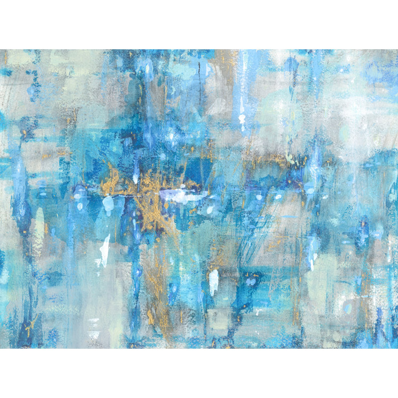 Teintes bleues, blanc, or abstrait, gris, cyan, turquoise, blanc, or, H 16 po x l 24 po x P 1,5 po