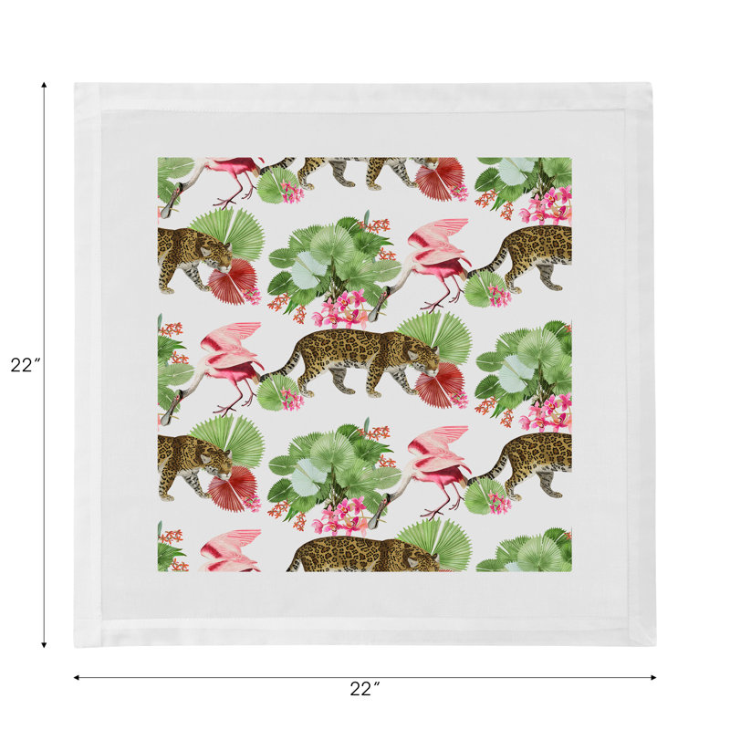 Leopard Walk Hemstitch 22" Linen/Cotton Napkin