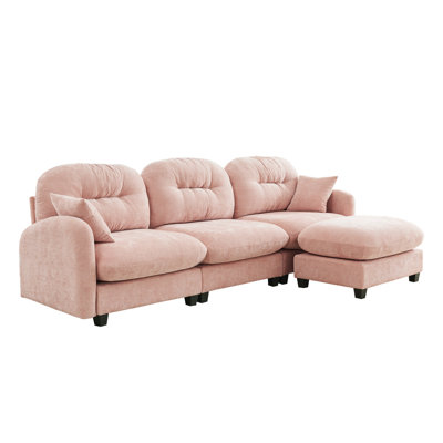 Pink 3 With , High Seat, , Chenille Fabric, For Relax Modular Comfortable Ideal Living Areas
