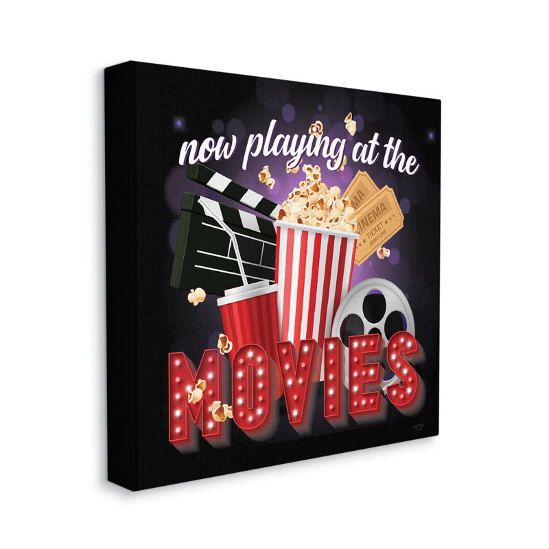 Conception d'art sur toile, "Now jouant des films" par Lux + Me Designs, H 24 po x l 24 po x P 1,5 po
