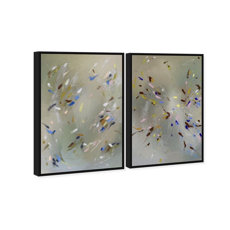 Spontaneous Traces Set Set by Oliver Gal, 32"H x 22"W, Black Floater Frame