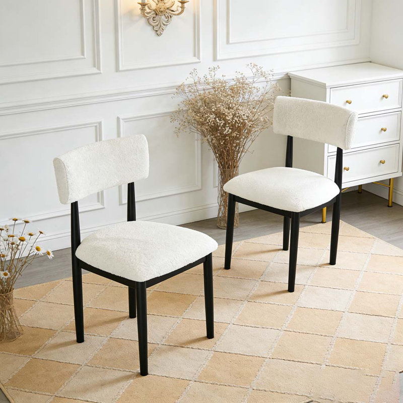 Chaises de salle à manger rembourrées Boucle, Noir