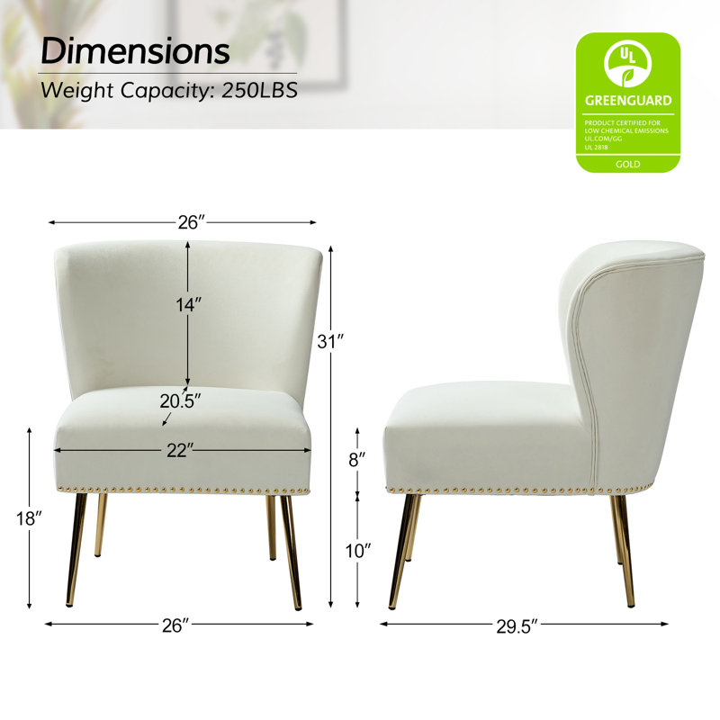 Clive Velvet Side Chair, Ivory Velvet