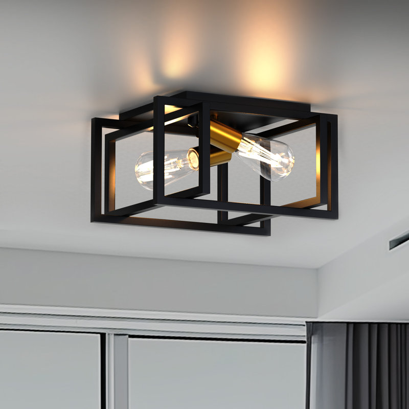 Juanesha Flush Mount, Matte Black/Gold