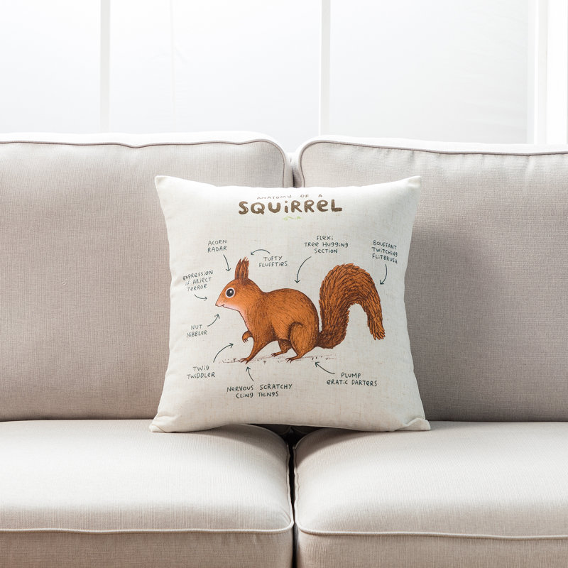 Housse de coussin en lin à imprimé animal