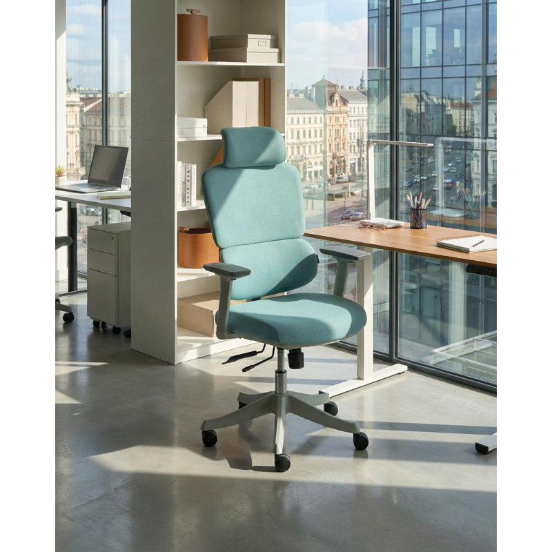 Office Chair with Headrest, Teal