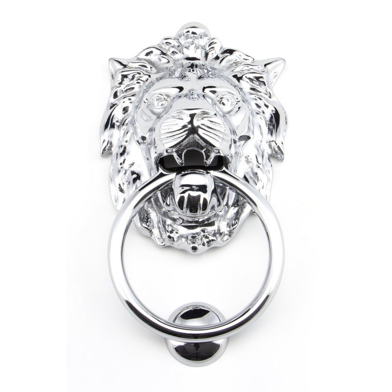 Lion's Head Door Knocker, Polished Chrome