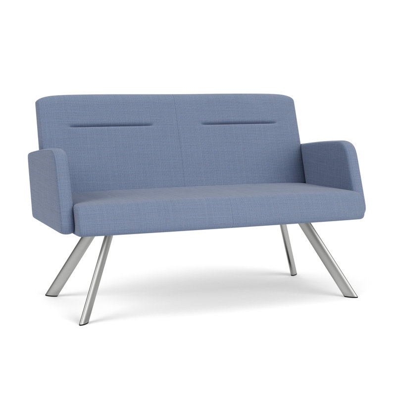 Causeuse Willow, Gris anthracite, Chambray bleu marine clair, Yes
