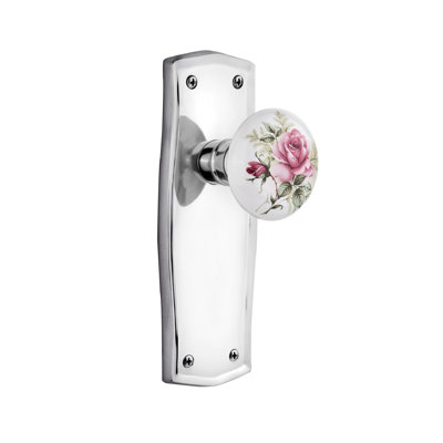 Prairie Plate with White Rose Porcelain Door Knob
