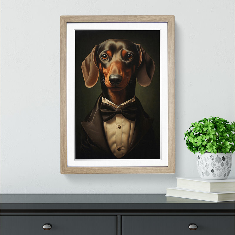 Dachshund Neo-Plasticism - Framed Print, 34cm H x 25cm W x 2cm D