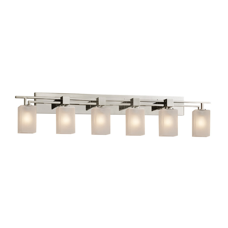 Applique murale 6 lumières Rithu, Cylindre avec rebord plat, Opale, Nickel brossé