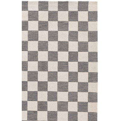Tapis gris / ivoire en laine et coton touffeté à la main MSR4760 Chelsea Martha Stewart