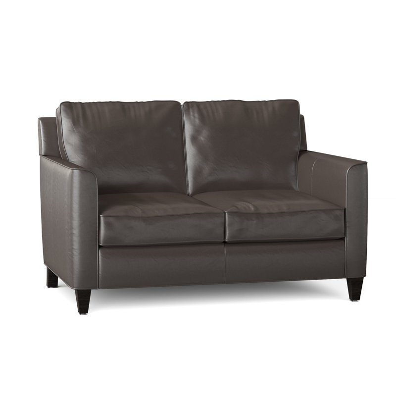 Yorba Leather Loveseat, Cobblestone, Empyrean Tweed Genuine Leather