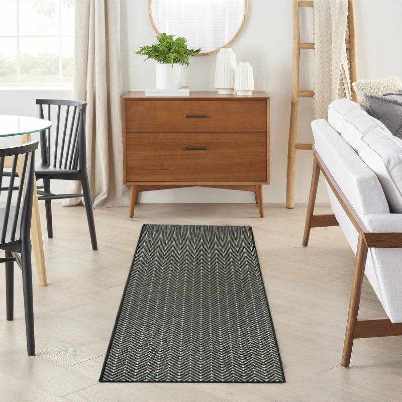 Tapis noir intérieur / extérieur Remmie, Tapis de couloir 2 pi x 6 pi, Noir