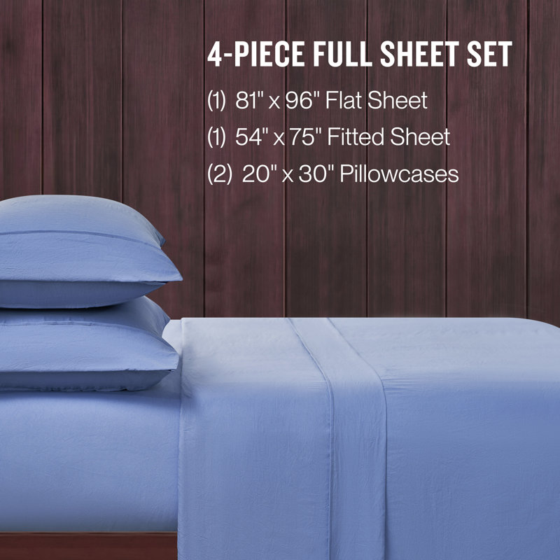 Champion Elastic Logo Microfiber Sheet Set, Serenity Blue, Full