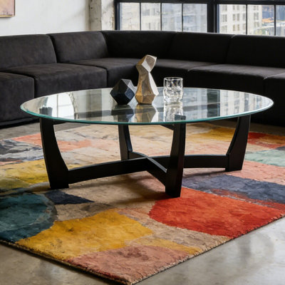 Modern style Oval coffee table with glass top for living room, office and apartment