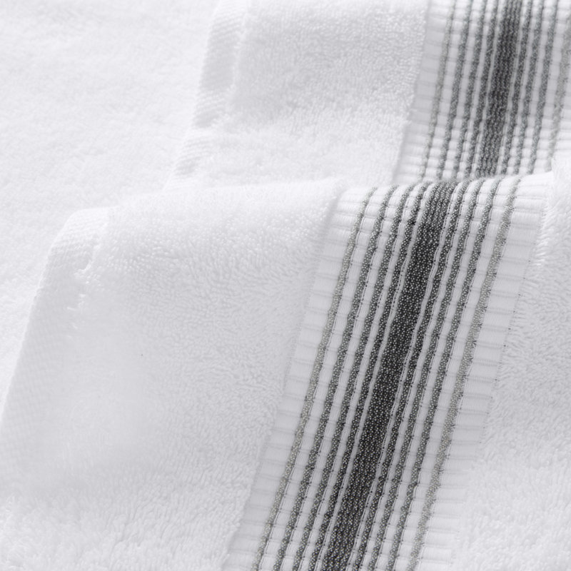 Kytzia Aegean Cotton Washcloths (Pack of 8), White/Pewter
