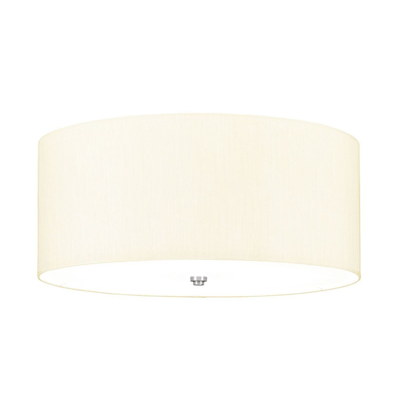 Ausie Fabric Semi Flush Mount, Polished Chrome, 49cm H x 60cm W x 60cm D