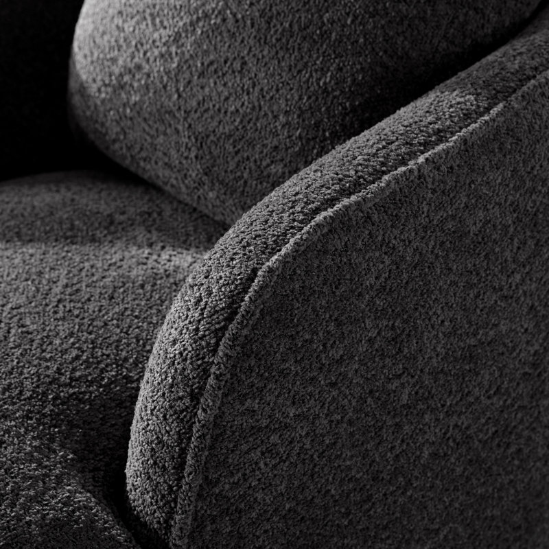 Dalbert 30.3'' Wide Swivel Barrel Chair, Charcoal 100% Polyester