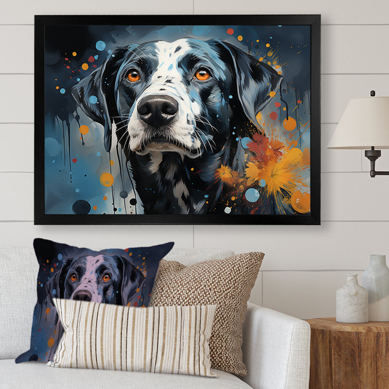 «Dalmatian Dream IV», reproduction sur toile, Cadre d'angle fermé noir, H 34 po x l 44 po x P 1,5 po