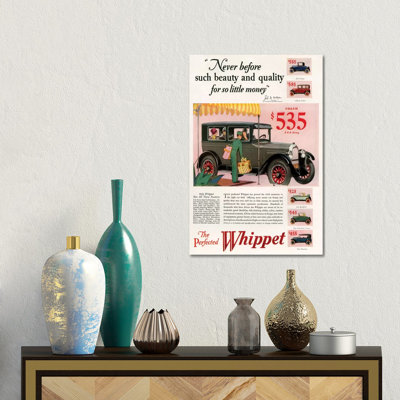 1920s Willys-Knight Magazine Advert 1 Piece Wall Art on Canvas