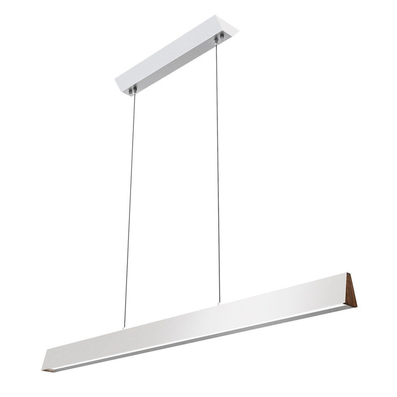 Flair 1 - Light Kitchen Island Linear LED Pendant, White/Walnut