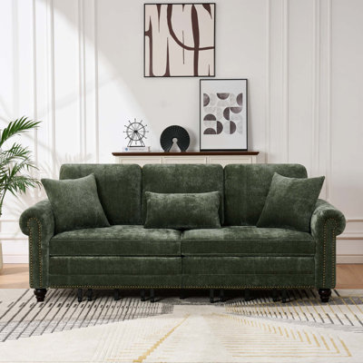 Modern 3-in-1 Convertible Sleeper Sofa with Nailhead Trim