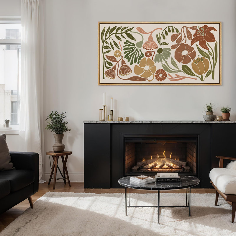 «Abstract Botanical Serene Meadow Abstract Pastel Floral», reproduction d'art sur toile, H 30 po x l 60 po, Naturel