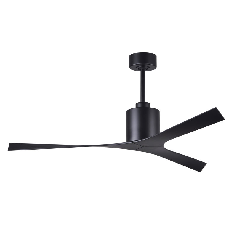 Ventilateur de plafond à 3 pales 56 po avec contrôle mural Molly, Noir mat, Noir mat