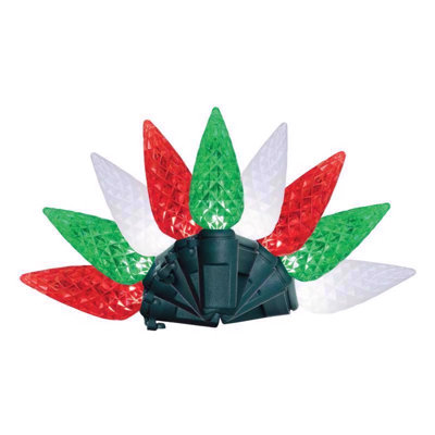 Guirlande de lumières de Noël de 100,75 pi C6 rouge / vert / blanc pur Celebrations Classic