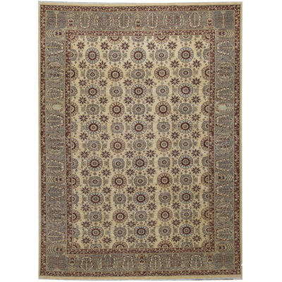 Hand-Knotted High-Quality Beige and Gray Area Rug