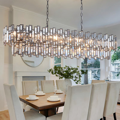 Light Dimmable Modern Rectangle Crystal Chandelier