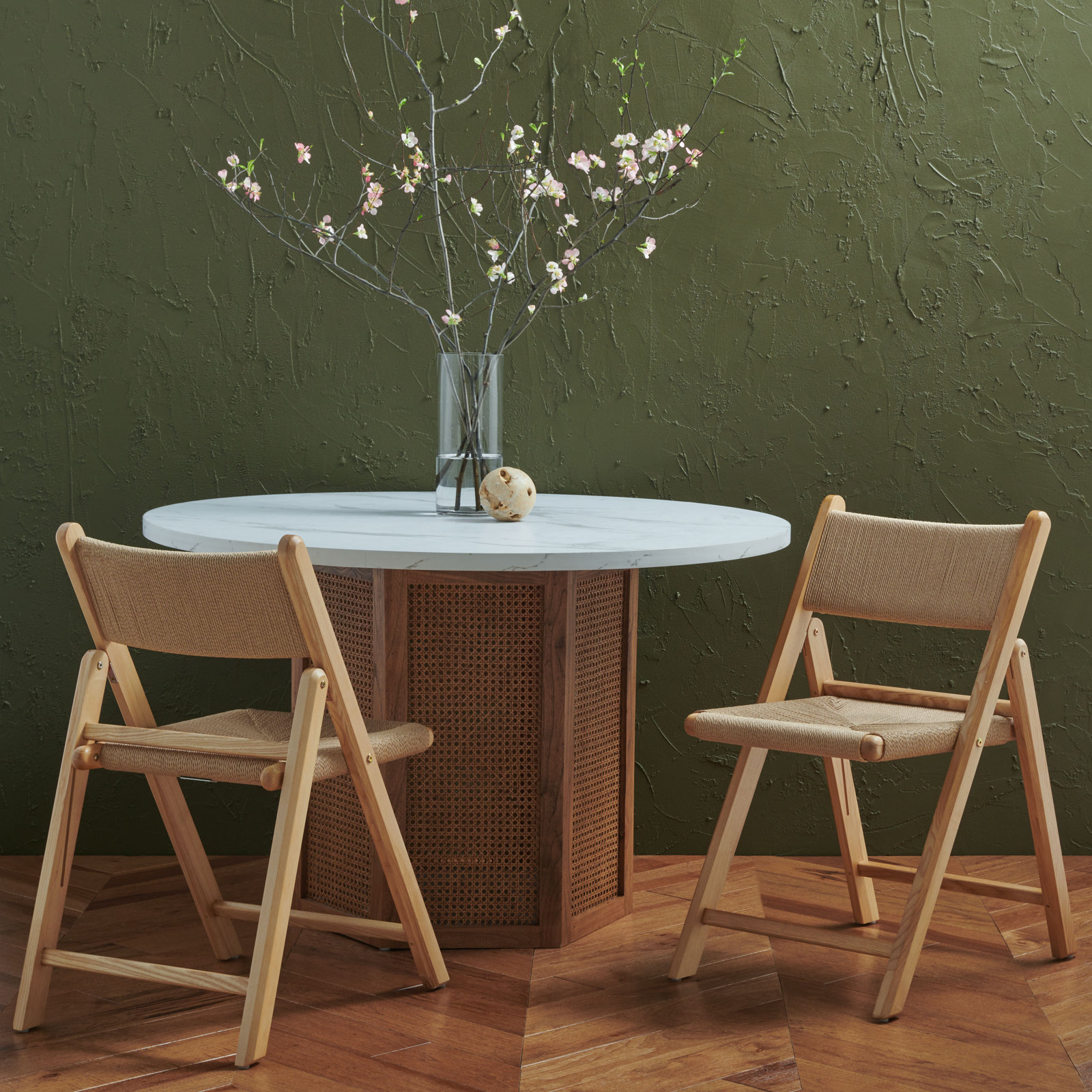 Letta Manufactured Wood Stackable Folding Chair Folding Chair Set, Natural 