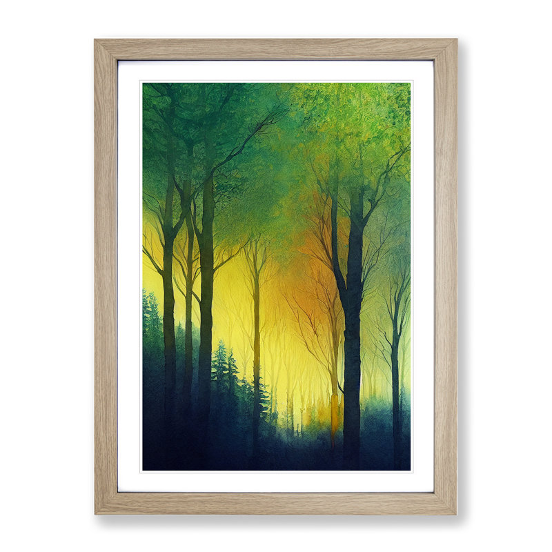 XV1022-5126X Watercolour Forest No.1 - Print, 48cm H x 36cm W, Oak Framed Paper, White