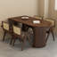 Table de salle à manger semi-ronde brune pour salle à manger / cuisine-1057673666