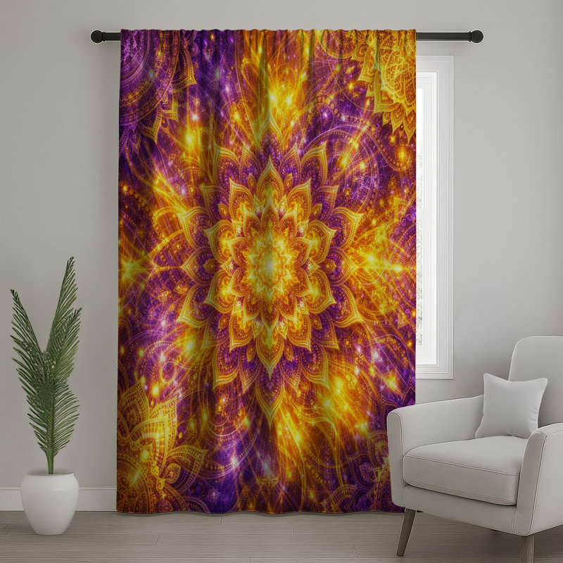 Rideaux de fenêtre Golden Mandala, Transparent, 50" x 80" - 1 Panel