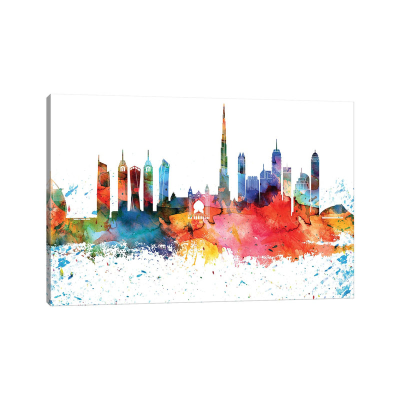 Dubai Skyline - Wrapped Canvas Painting, 20.32 cm H x 30.48 cm W