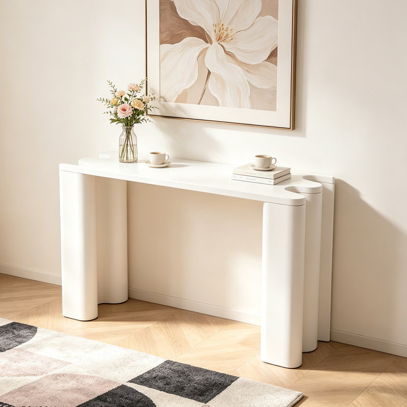 Console Luxury-Style Creative, 33.5" H x 63" W x 13.8" D, White, White, White