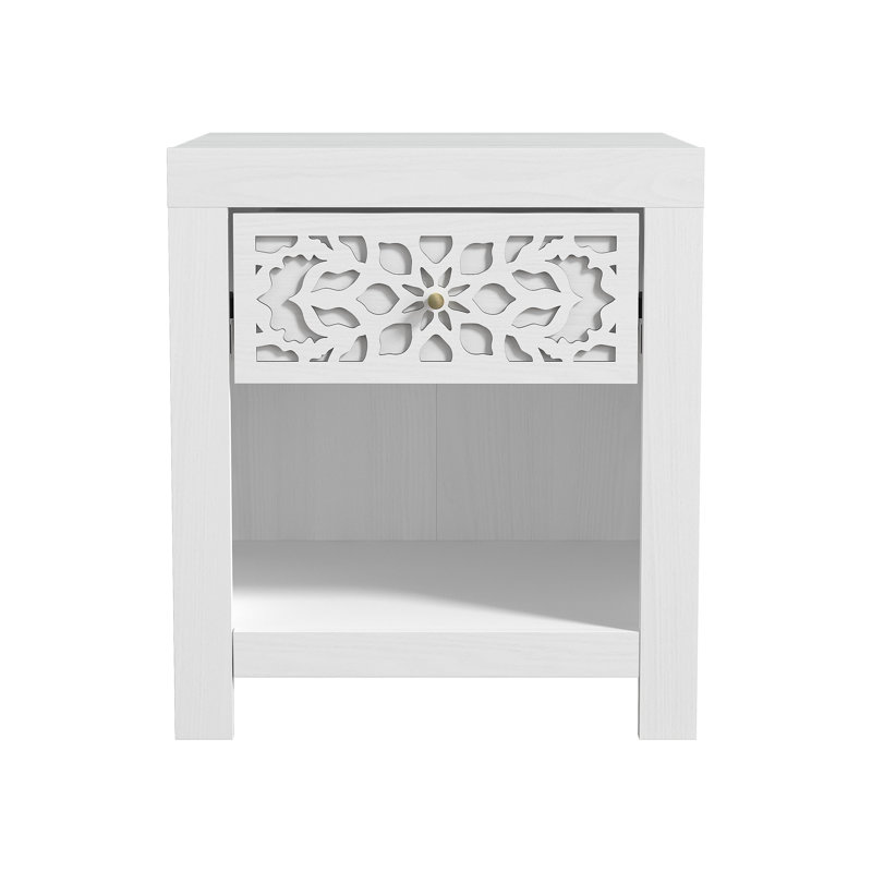 Table de chevet 1 tiroir Lukasik, Perle chêne blanc 