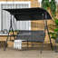 Balancelle d'extérieur 3 places avec coussin amovible, support à structure en acier et auvent inclinable réglable pour patio, jardin, piscine, balcon, cour
