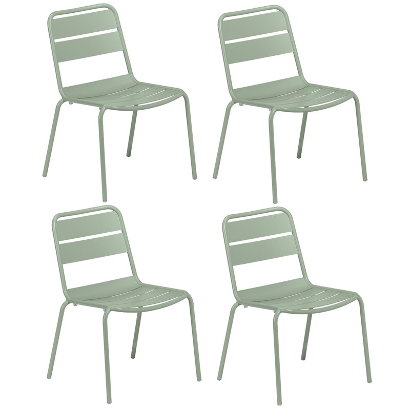 Kapri Powder Coated Aluminum Outdoor Stacking Dining Side Chair, Sage