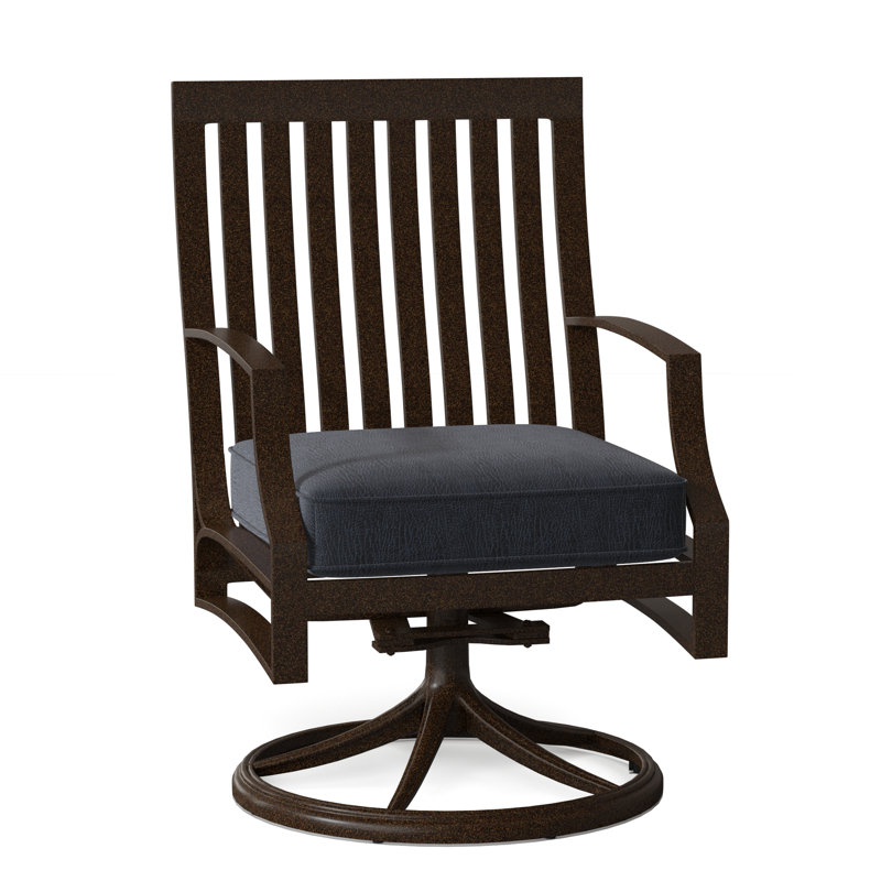 Seal Cove Outdoor Dining Armchair, Chestnut Brown, Brisa Charcoal Distressed Faux Leather